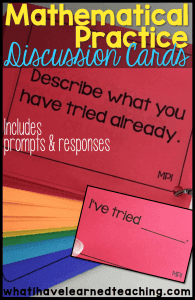 Effectively Use Sentence Frames in Math to Help Students Explain their Thinking 6 Mathematical Pracitce Cards PIN.030