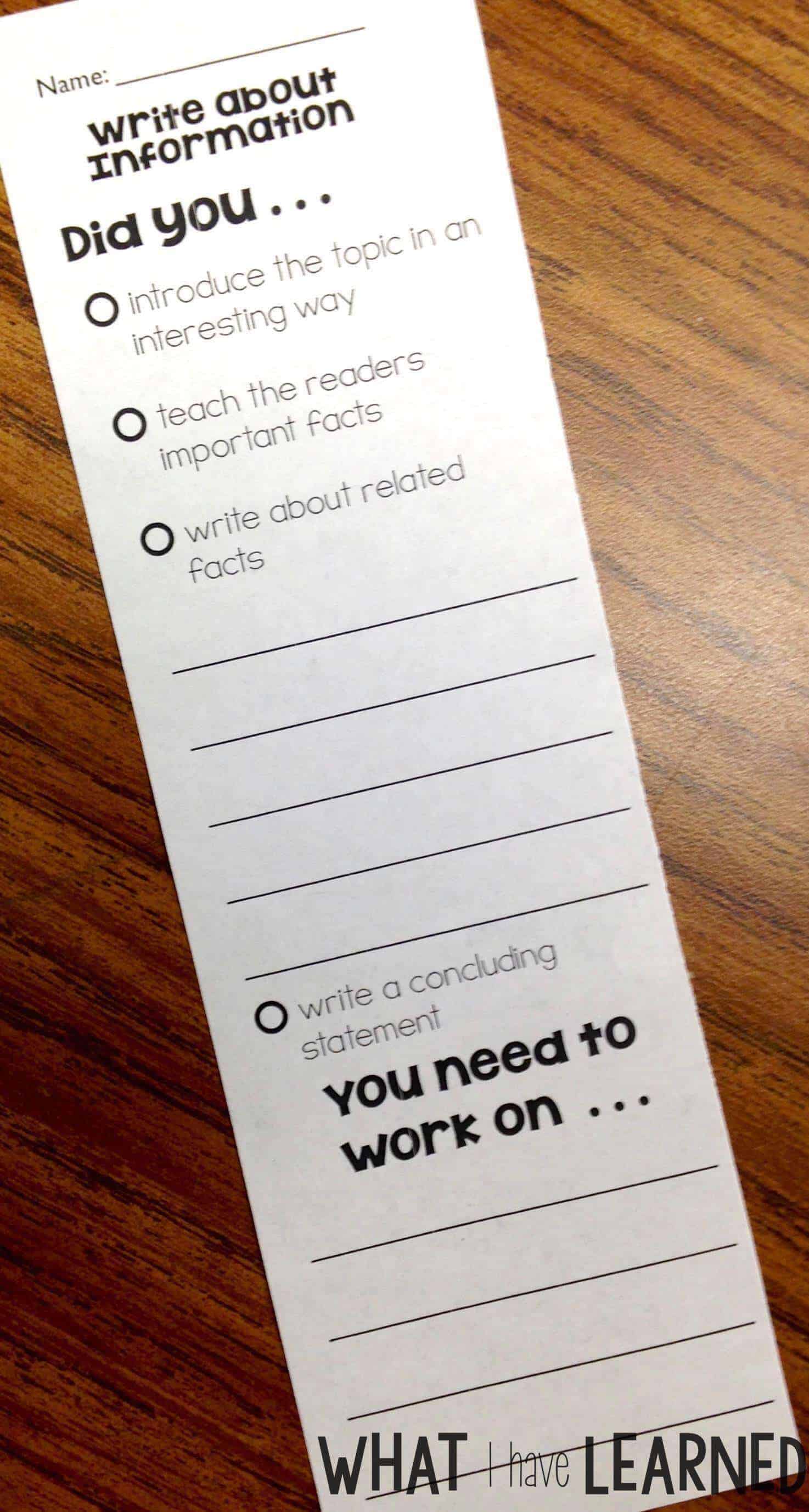 Are your students creating disorganized paragraphs when writing about information or expository text? Find out how I help students organize their facts before writing a paragraph about an animal. This is Week 4 of a series on Informational Writing. This week, we look at using a checklist when writing.