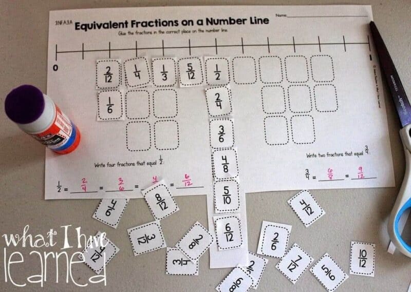 Cut and Paste Third Grade Fractions Fractions
