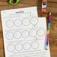 Engage students in no-prep hands-on activities that get them thinking about math. This Division Cut & Paste Math Activity for Third Grade help students strategically reason through which answer is correct. Students also have to explain their thinking and write in answers. It's not just matching! #cutandpaste #thirdgrademath #thirdgrademathstations