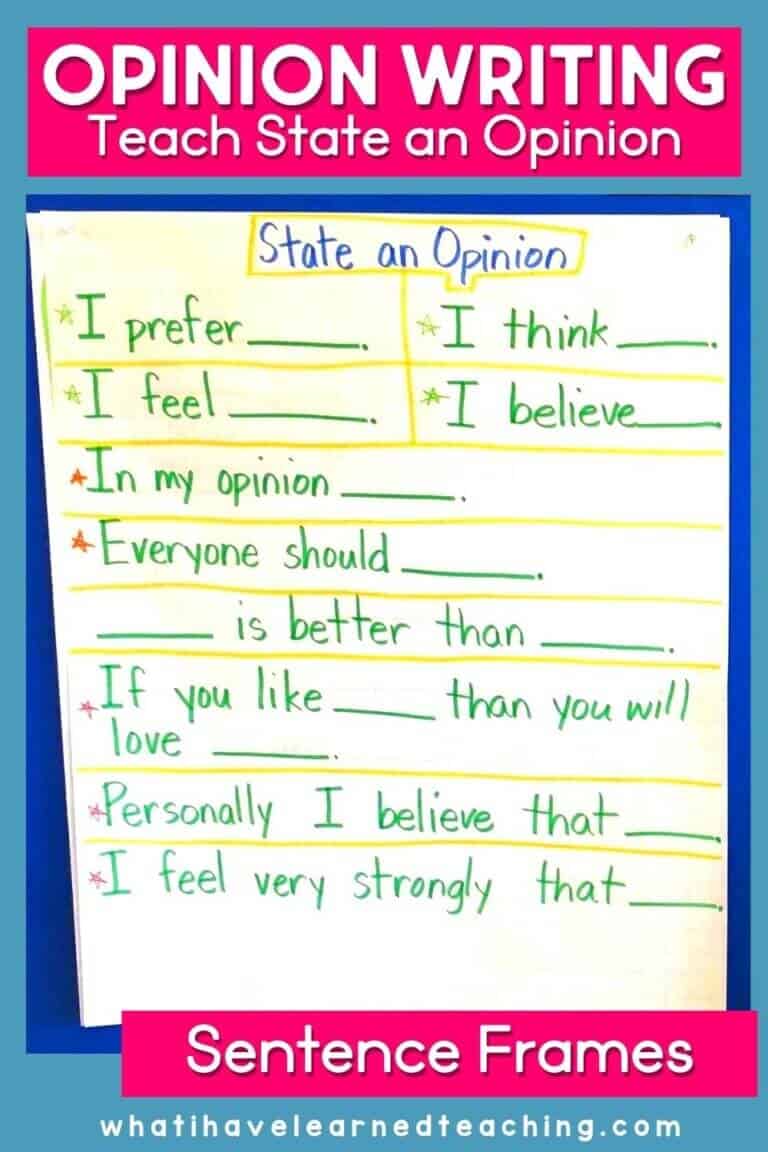 Sentence Frames and Sentence Stems: Examples and How to Use