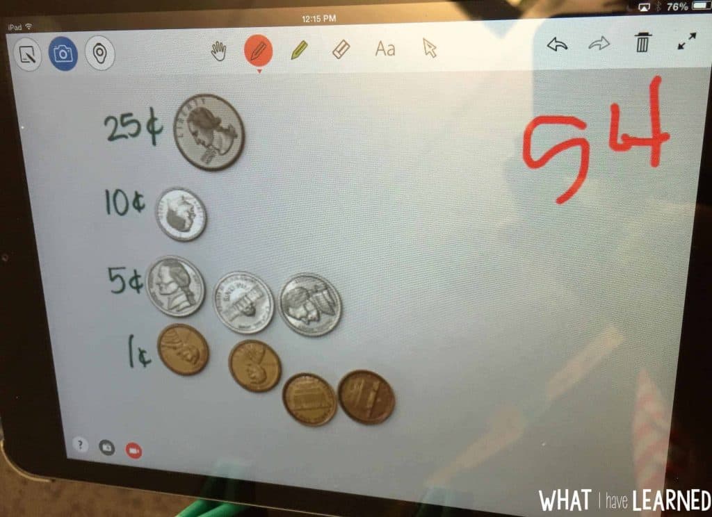 counting money in the classroom.