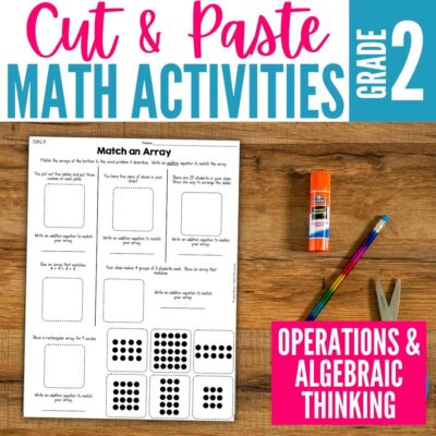 Cut & Paste Math Worksheets 2nd grade cover.