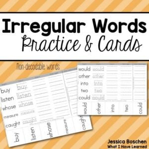 Irregular Words Practice Homework and Cards