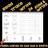 read trace write sight words