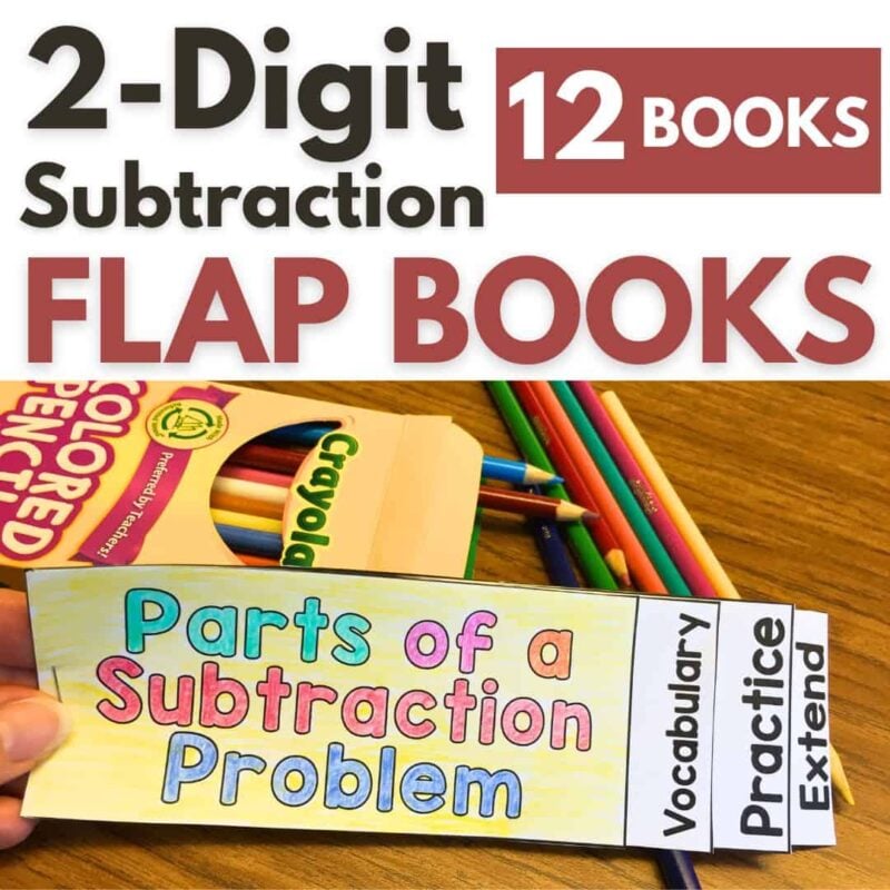 2 digit subtraction flap book cover.