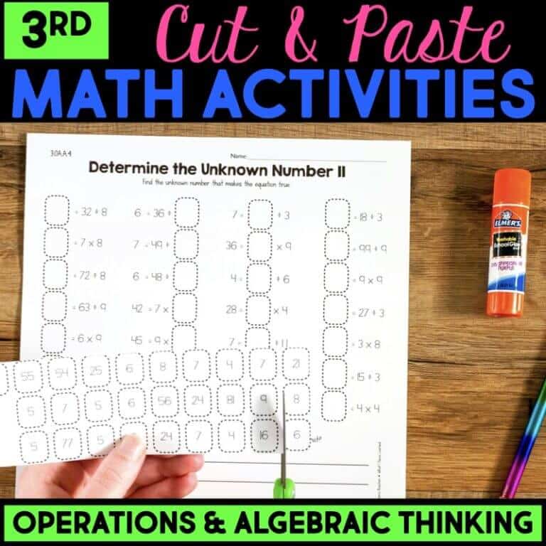 Cut & Paste Third Grade Math Activities