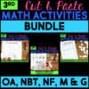Cut and Paste Math Activities for Third Grade BUNDLE