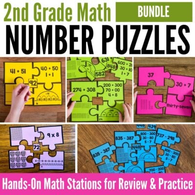 2nd grade math number puzzle cover.
