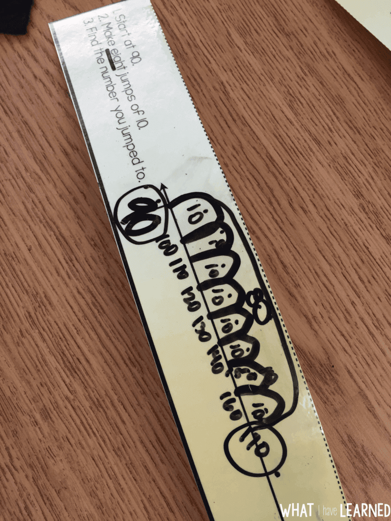 two-digit addition dry erase number line