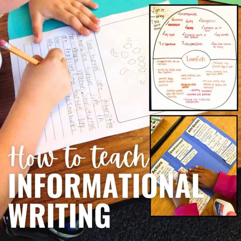 Find out how we do informational and expository writing in second graders. It's all about animals. We gather our facts, work with our facts, and then do our writing. Students (and teachers) love this process. Kid writing on a paper.