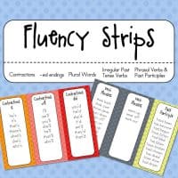 Fluency strips help English learners develop fluency by repeatedly practicing common grammatical forms. Includes contractions, verb phrases, -ed endings and more.