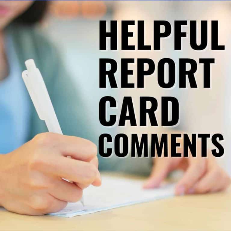 Helpful report card comments.