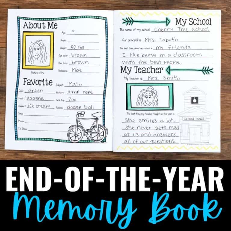 end of the year memory book inside pages.
