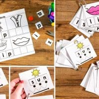 A fun kindergarten activity that engages learners in segmenting CVC words. Students cut, glue, and color the cvc words. However, it's more than just a fun worksheet. Cut out the cards, hole punch, and place on a ring for continued practice. Fold the picture over and create flash cards on a ring.