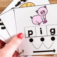 A fun kindergarten activity that engages learners in segmenting CVC words. Students cut, glue, and color the cvc words. However, it's more than just a fun worksheet. Cut out the cards, hole punch, and place on a ring for continued practice. Fold the picture over and create flash cards on a ring.