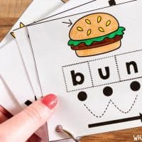 A fun kindergarten activity that engages learners in segmenting CVC words. Students cut, glue, and color the cvc words. However, it's more than just a fun worksheet. Cut out the cards, hole punch, and place on a ring for continued practice. Fold the picture over and create flash cards on a ring.