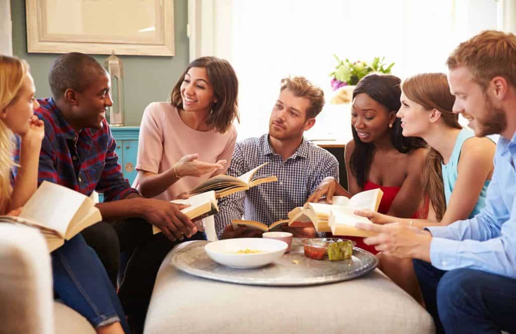 summer book club people talking.