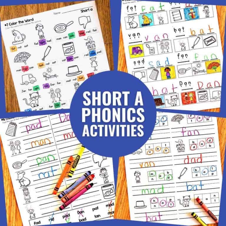 Short A Phonics Worksheets that give students practice read and write short a CVC words. There are 18 different worksheet templates with multiple pages for each template to accommodate all of the short a CVC words.