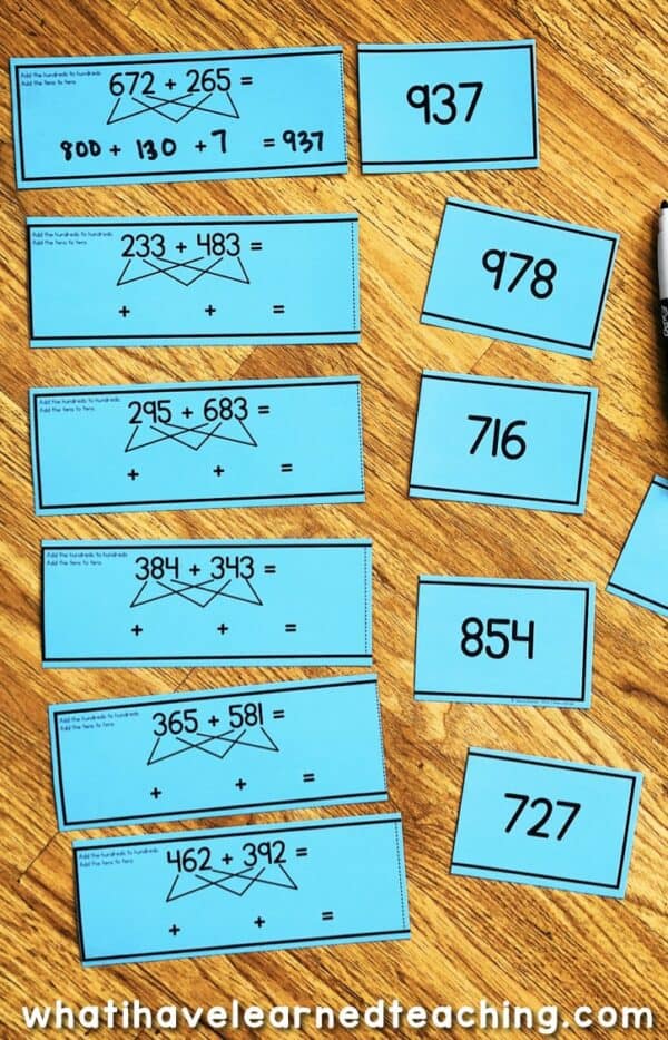 Three-Digit Addition Math Centers & Task Cards