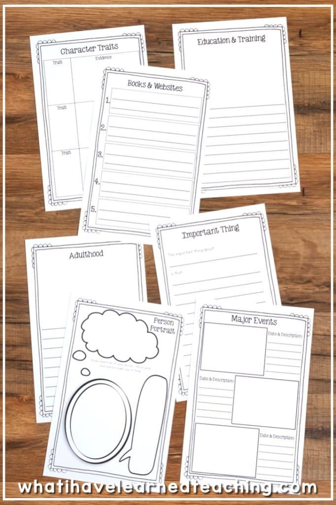 Biography Report to Research Any Historical Person 18 This Biography Report that can be used for any historical person. It is great for a social studies biography unit or reading informational writing and research unit. It includes five different report options, lap book, interactive notebook, and construction paper person. Each option has a variety of pages from which to pick and choose. #biographyreport #socialstudies #secondgradesocialstudies #thirdgradesocialstudies #biographies #elementarybiography #elementarysocialstudies