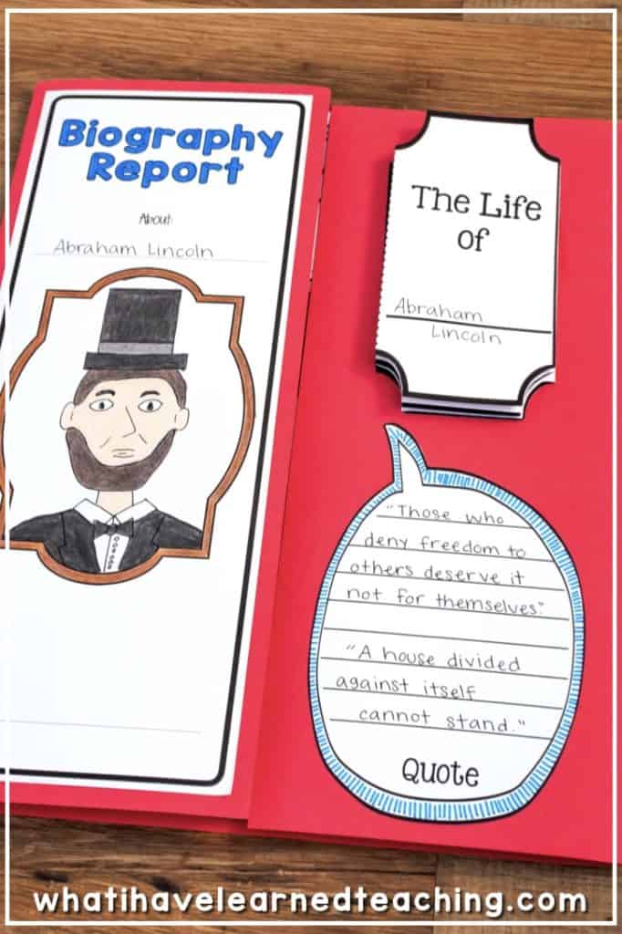 Biography Report to Research Any Historical Person 26 This Biography Report that can be used for any historical person. It is great for a social studies biography unit or reading informational writing and research unit. It includes five different report options, lap book, interactive notebook, and construction paper person. Each option has a variety of pages from which to pick and choose. #biographyreport #socialstudies #secondgradesocialstudies #thirdgradesocialstudies #biographies #elementarybiography #elementarysocialstudies