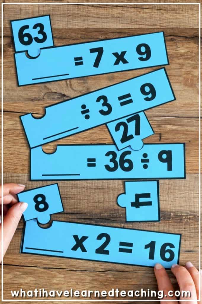 About What I Have Learned 15 Number Puzzles for Third Grade engage students in using a variety of models, strategies, and equations when solving problems. This set is focused on third-grade multiplication and division, including word problems. #thirdgrademath #numberpuzzles #mulitplication #division #mathstations #mathcenters
