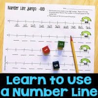 Roll and Spin Math Games that focus on developing number sense for two-digit and three-digit addition. The activities help students develop competencies with using a number line and other place value strategies when adding two-digit and three-digit numbers. Includes 10 & 100 More & Fewer, Number Line Jumps, and Find a Pattern. #secondgrademath #numberlines #two-digitaddition #three-digitaddition