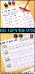 Roll and Spin Math Games that focus on developing number sense for two-digit and three-digit addition. The activities help students develop competencies with using a number line and other place value strategies when adding two-digit and three-digit numbers. Includes 10 & 100 More & Fewer, Number Line Jumps, and Find a Pattern. #secondgrademath #numberlines #two-digitaddition #three-digitaddition