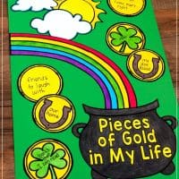 This is a fun St. Patrick's Day Craft where students share what they value in their lives. What "pieces of gold" are in their lives? This is a great craft to use throughout the month of March in your elementary school classroom. Students add a gold coin each day telling about their "pot of gold". It makes a great growth mindset activity, too! #stpatricksdaycraft #stpartricksintheclassroom