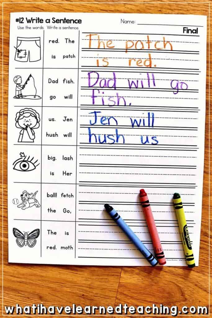 Digraph phonics worksheets that help students blend, segment, and read words with TH, SH, CH, TCH, and WH. These phonics printables are great for kindergarten and first-grade reading centers or readers workshop. They make a great intervention for second grade and are differentiated from phonemic awareness activities to writing sentences. #digraphs #phonicsworksheets #teachdigraphs