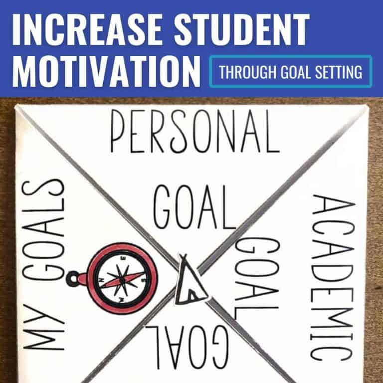 Boost student motivation through goal setting with this folded paper goal chart, divided into four sections: Personal Goal, Academic Goal, My Goals, and a compass illustration for added inspiration.