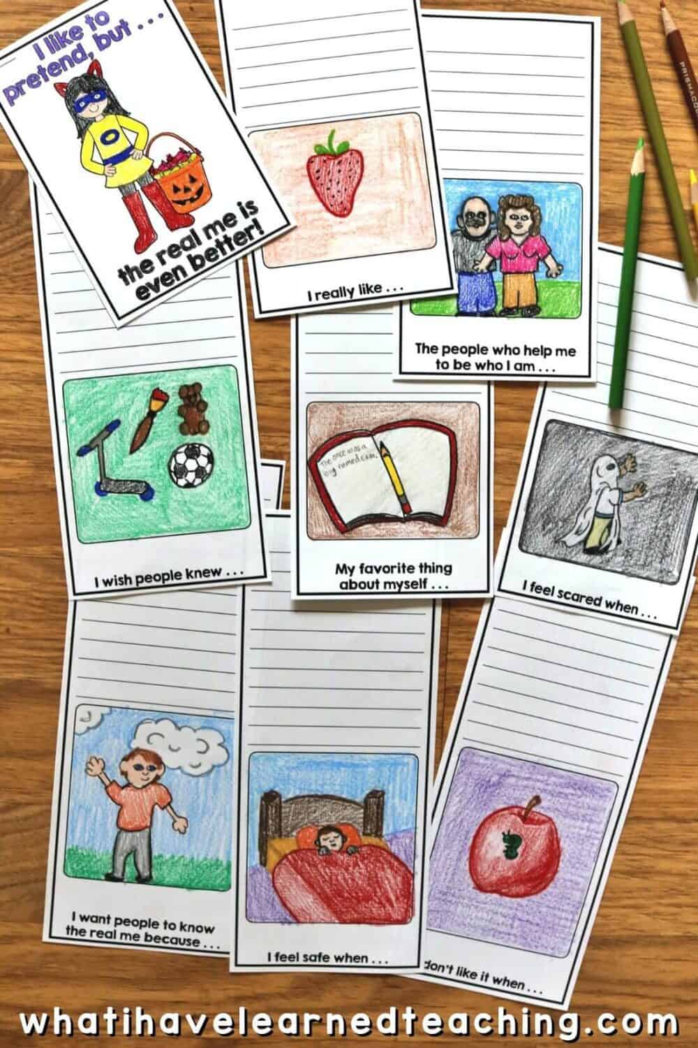 The Real Me Halloween Craftivity2 A fun Halloween craft for elementary students to complete during the month of October. The Real Me helps students write and draw about themselves through a variety of writing prompts. Students reflect on what makes them feel scared, how they feel safe, and who helps them. The craft comes with over 47 different Halloween costumes. Students can choose their own pictures! #halloweencraftivity #halloweencraft #growthmindset