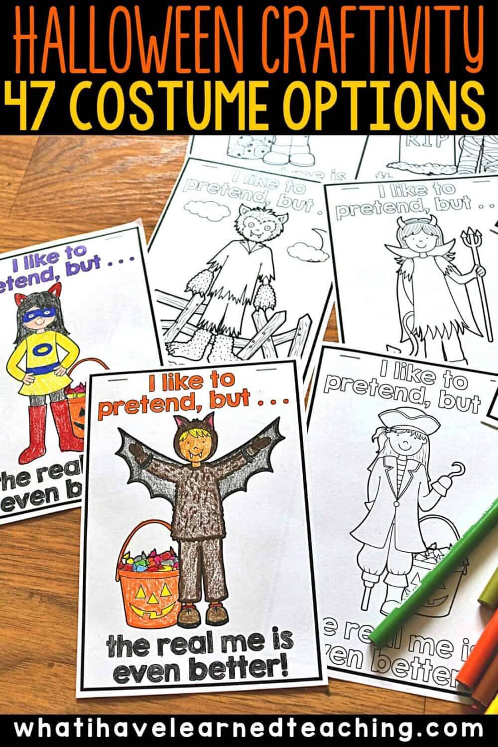 The Real Me Halloween Craftivity6 A fun Halloween craft for elementary students to complete during the month of October. The Real Me helps students write and draw about themselves through a variety of writing prompts. Students reflect on what makes them feel scared, how they feel safe, and who helps them. The craft comes with over 47 different Halloween costumes. Students can choose their own pictures! #halloweencraftivity #halloweencraft #growthmindset