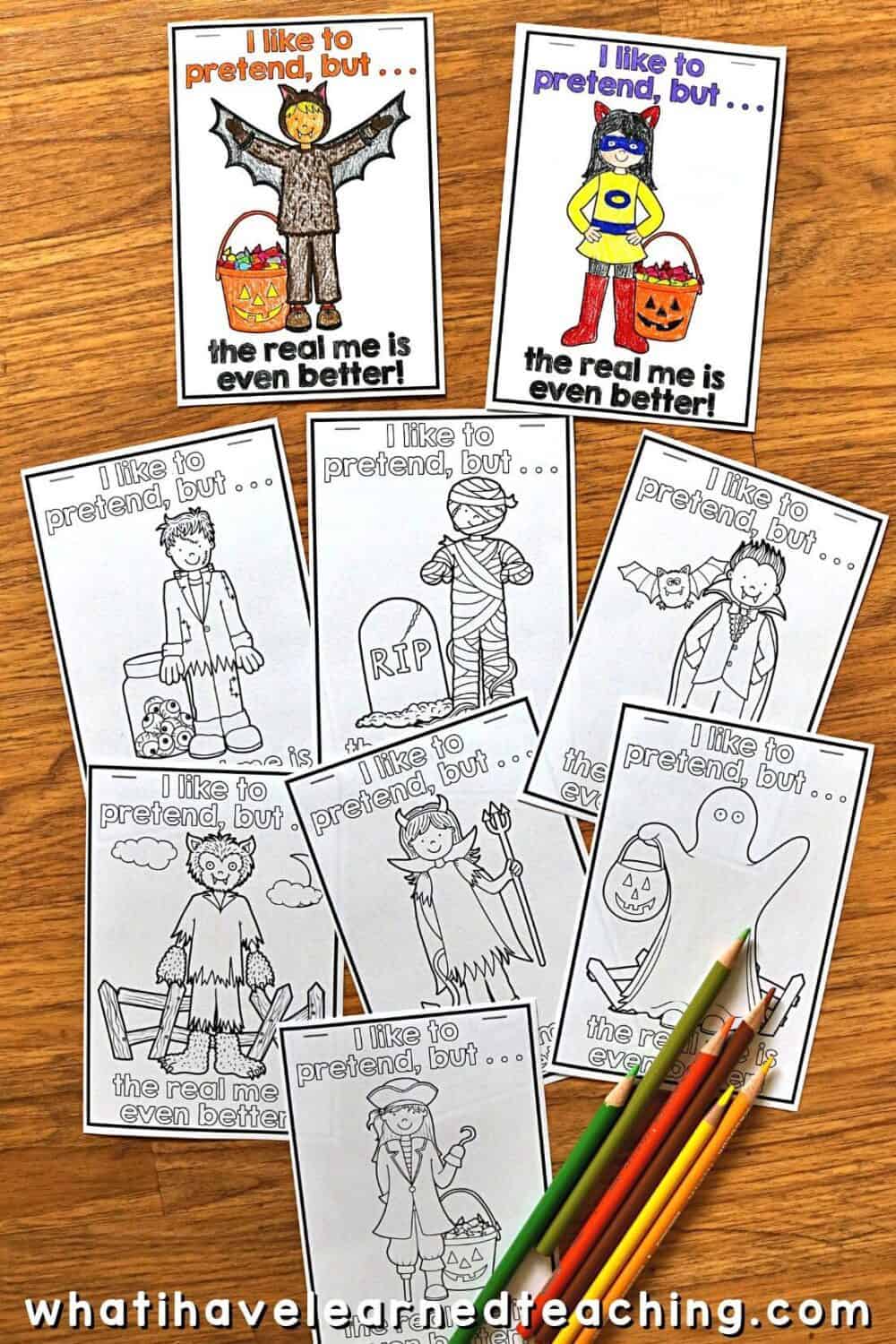 The Real Me Halloween Craftivity7 A fun Halloween craft for elementary students to complete during the month of October. The Real Me helps students write and draw about themselves through a variety of writing prompts. Students reflect on what makes them feel scared, how they feel safe, and who helps them. The craft comes with over 47 different Halloween costumes. Students can choose their own pictures! #halloweencraftivity #halloweencraft #growthmindset