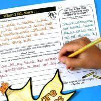 A fun, engaging Fall Classroom Craft where students write or draw about what they do when they "fall down" and make a mistake. Help students reflect on how to respond to their mistakes and build empathy for each other and themselves. Cut out a large tree and create an Autumn bulletin board with all of your kid's leaves! Great Fall classroom decor. #fallleaves #growthmindset #classroomcraft #fallclassroomdecore