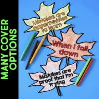 A fun, engaging Fall Classroom Craft where students write or draw about what they do when they "fall down" and make a mistake. Help students reflect on how to respond to their mistakes and build empathy for each other and themselves. Cut out a large tree and create an Autumn bulletin board with all of your kid's leaves! Great Fall classroom decor. #fallleaves #growthmindset #classroomcraft #fallclassroomdecore