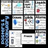 structure and properties of matter posters and vocabulary.