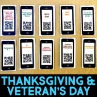 thanksgiving and veteran's day QR codes.