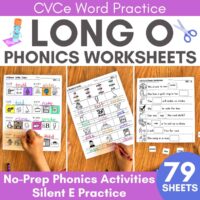 Long O phonics worksheets cover.