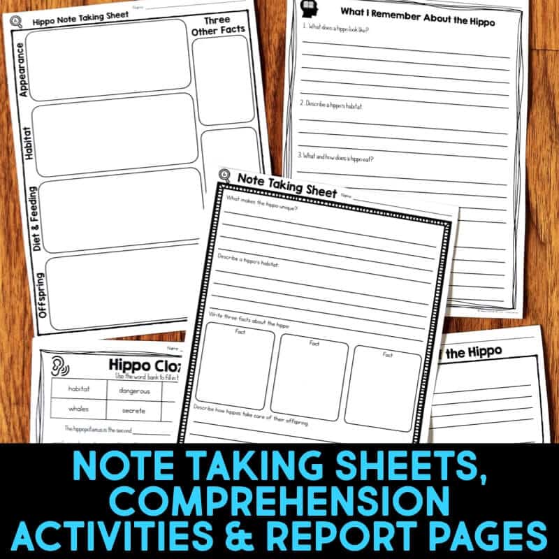 note taking sheets.