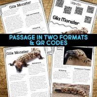 gila monster reading passages