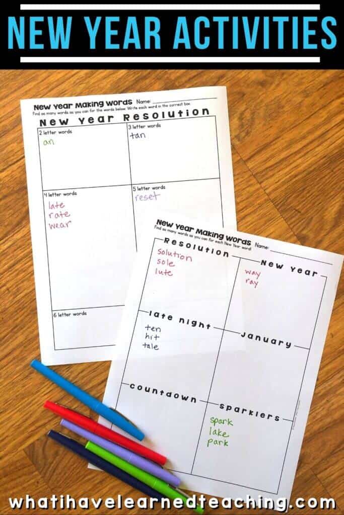 New Year Activities for elementary students that are perfect for the first week back to school after the holiday break! Includes new year goal setting, creating an action plan, word search, and more fun activities to keep students busy!
