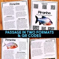 piranha reading passages