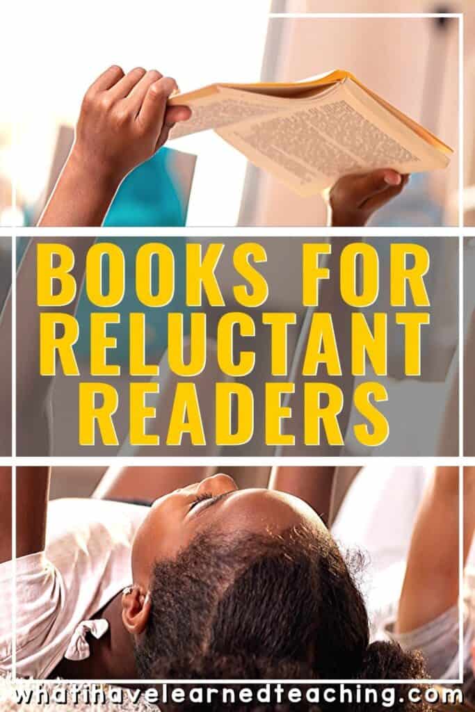 High and Low Books for Reluctant Readers 9 What can you do when one of your students is a reluctant reader? It can be challenging to sell some students on the joys of reading in your classroom. How do you hook students into the joy of reading? Here is a list of High and Low Books to Attract Reluctant Readers. Many of these books are part of a series. Once students find a series they love, they will devour all the books in that reading series. Here are a few ideas to get them started! #reluctantreaders #elementaryreading