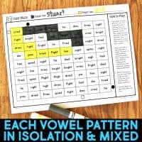 Phonics Partner Games are fun way to help your students practice reading specific phonics patterns. Games are played with a partner and engage students in both word reading and sentence reading. This set of phonics games is for long vowel teams and includes EE, EA, AI, AY, OA, OE, IGH, IE and a mix of all those vowel patterns. Teachers love using these games in a literacy center and children love playing with their friends!