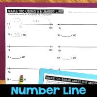In first grade, students work on Making 10. In second grade, do you teach your students to make 100? My second-grade students need a lot of work with number sense and place value strategies, especially when it comes to using number lines, base-10 blocks, and learning how to “jump” to the nearest friendly number. These Make 100 and Make 1000 resources will help students' mental math strategies. #mentalmath #two-digitaddition #numberline #secondgrademath #secondgrade
