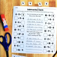 subtraction facts cut and paste