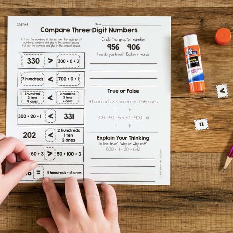 Cut and Paste Math Activities for Second Grade - Numbers and Base Ten