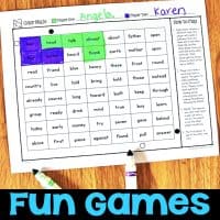 color maze partner game high frequency words